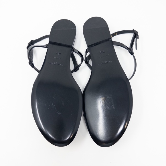 Saint Laurent Cassandra YSL Strass Medalian Flat Sandals EU 39.5 US 9.5 - Picture 7 of 8